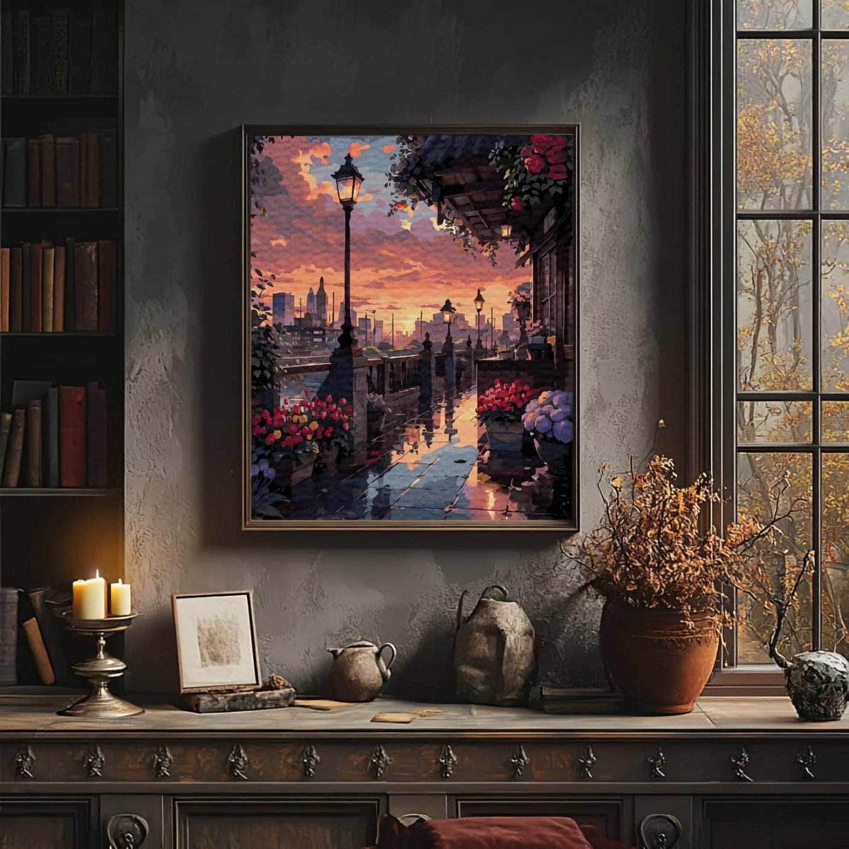 Malowanie Po Numerach Zestaw Miasto o Zachodzie 40x50