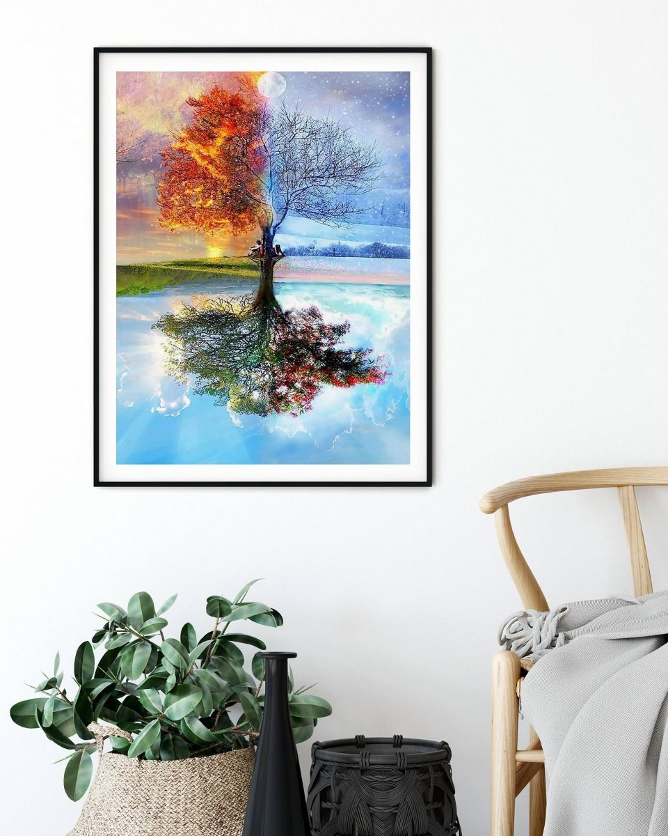Haft Diamentowy Drzewo Cztery Pory Roku 45x55 cm K