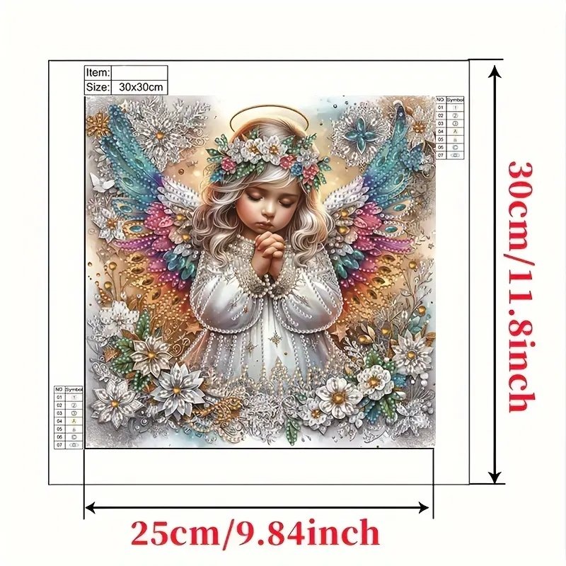 Haft Diamentowy Kwiatowy Anioł 30x30 cm