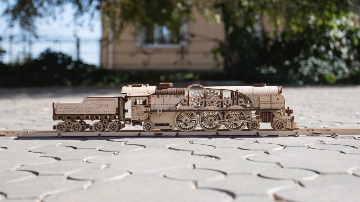 Puzzle 3D Drewniane Lokomotywa z Węglarką uGEARS