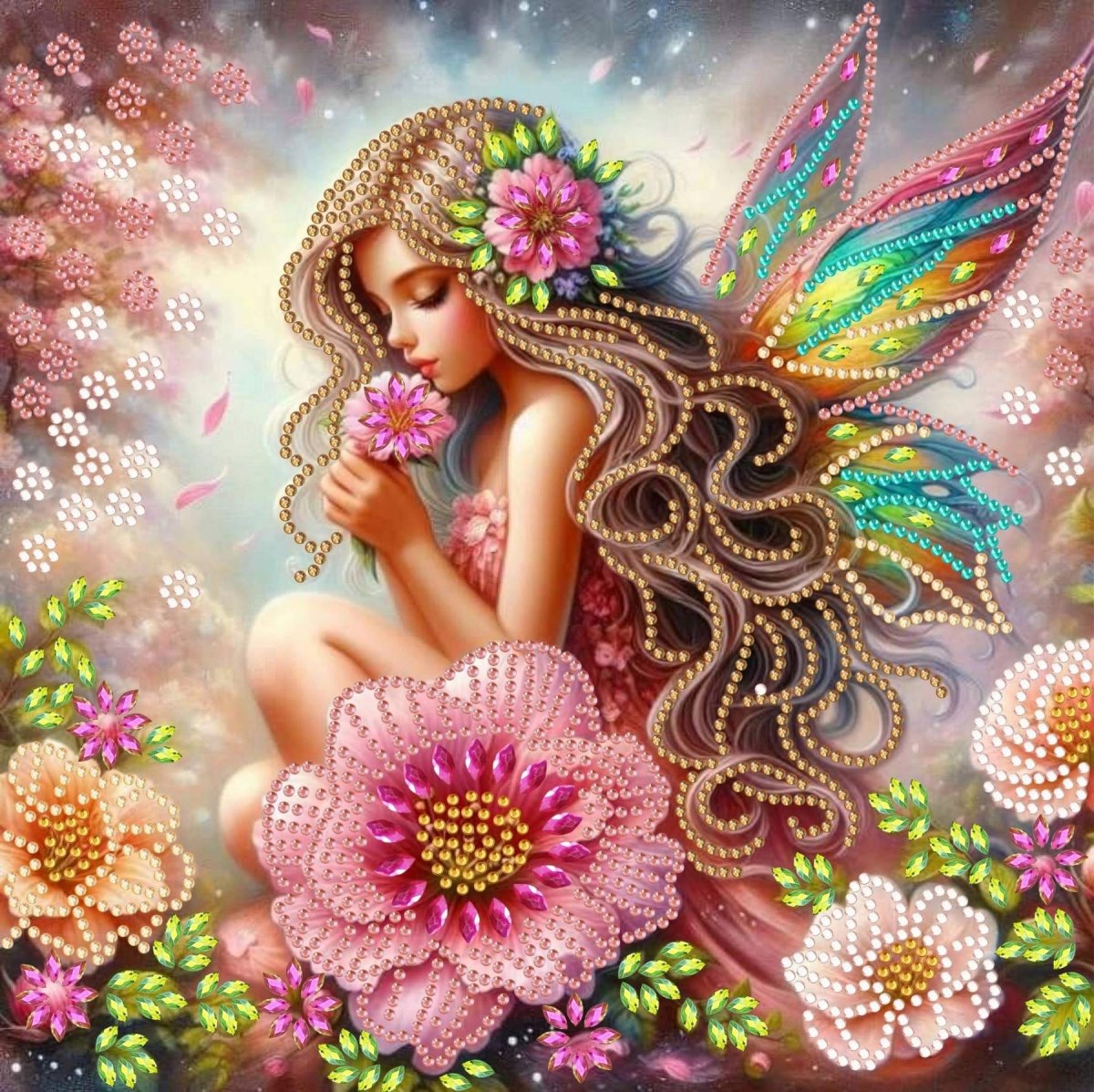 Haft Diamentowy Kwietna Wróżka 30x30 cm 