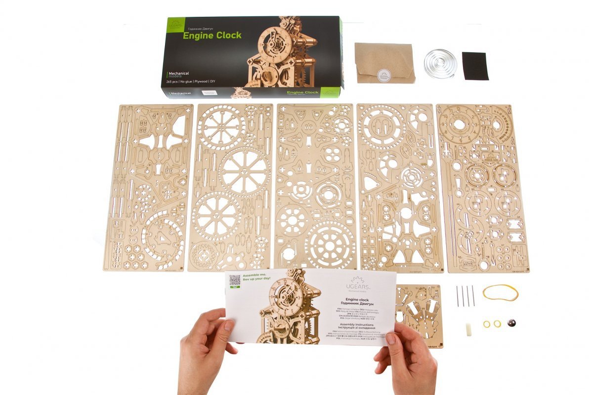Puzzle 3D Drewniane Zegar Engine Clock uGEARS