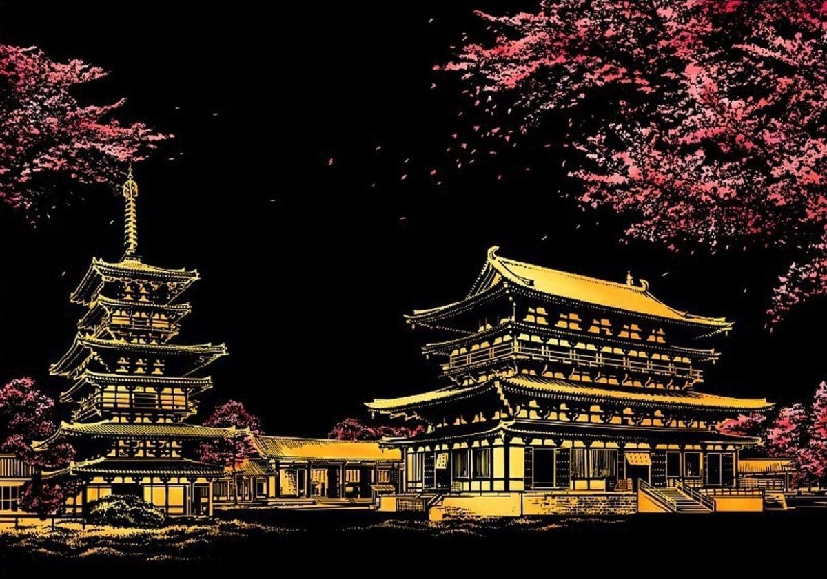 Magiczna Zdrapka Japonia Drzewa Wiśniowe 40x28cm