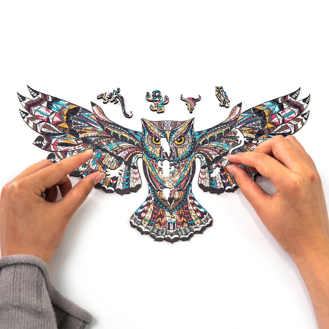 Puzzle Drewniane SKRZYDLATA SOWA M