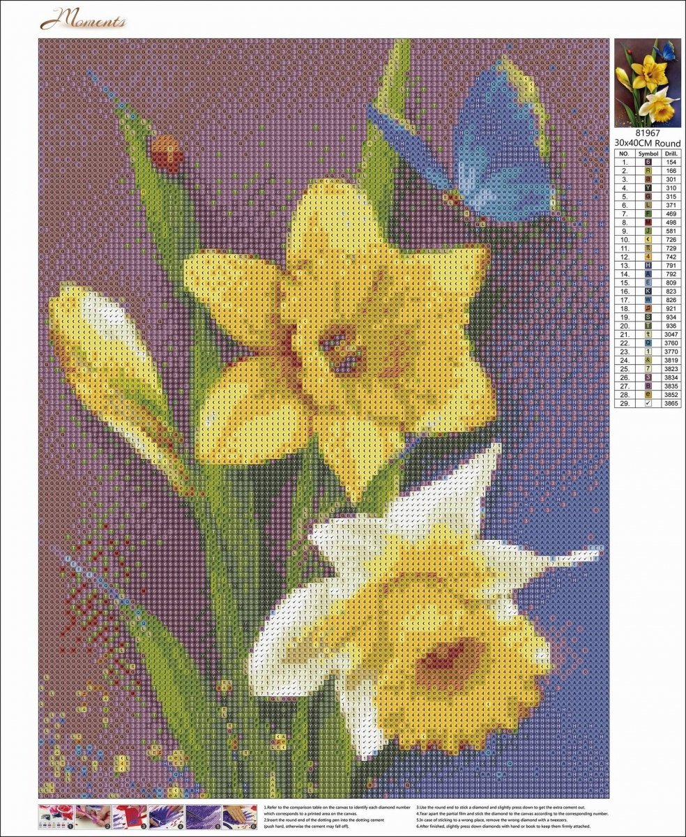 Haft Diamentowy Słoneczne Żonkile 35x45 cm