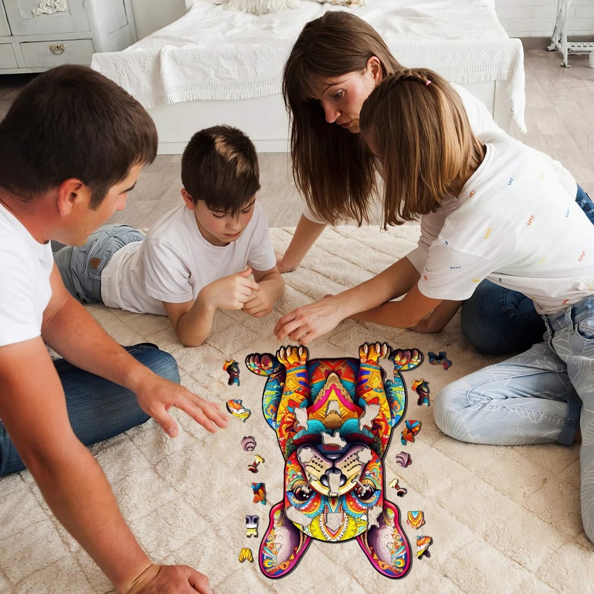 Puzzle Drewniane Słodki Buldożek S