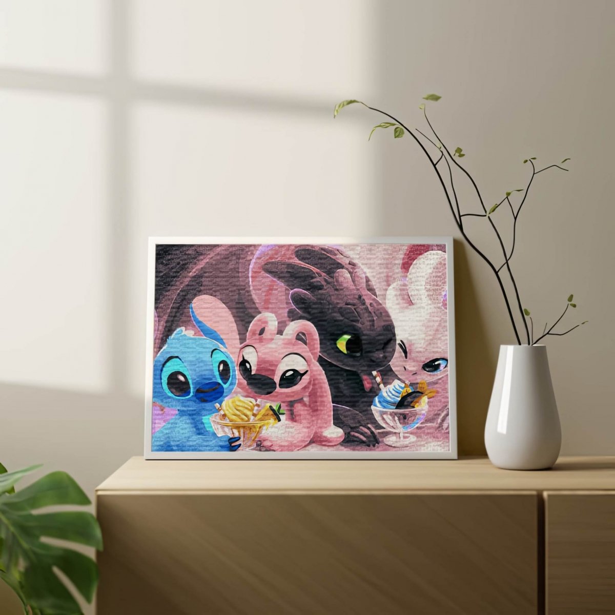 Malowanie Po Numerach Zestaw Bezzubik i Stitch 40x50