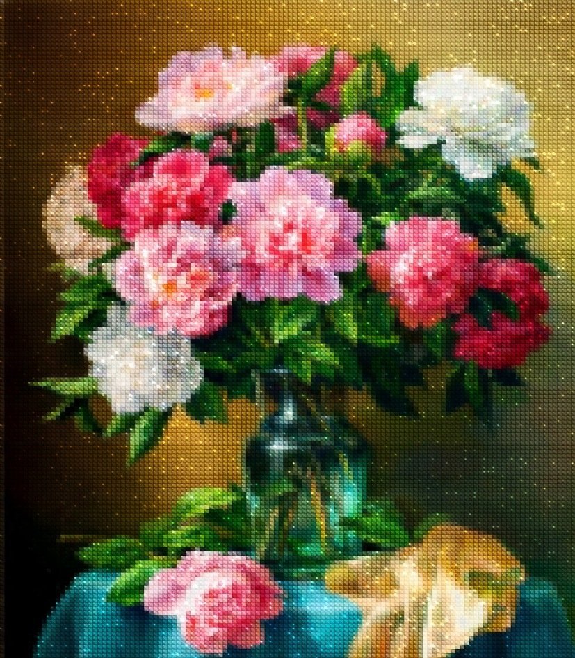 Haft Diamentowy Zachwycające Piwonie 40x50