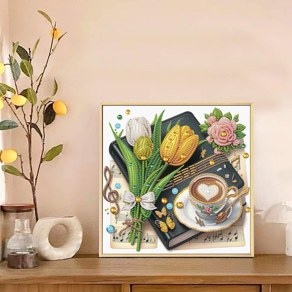 Haft Diamentowy Wiosenna Kawa 30x30 cm