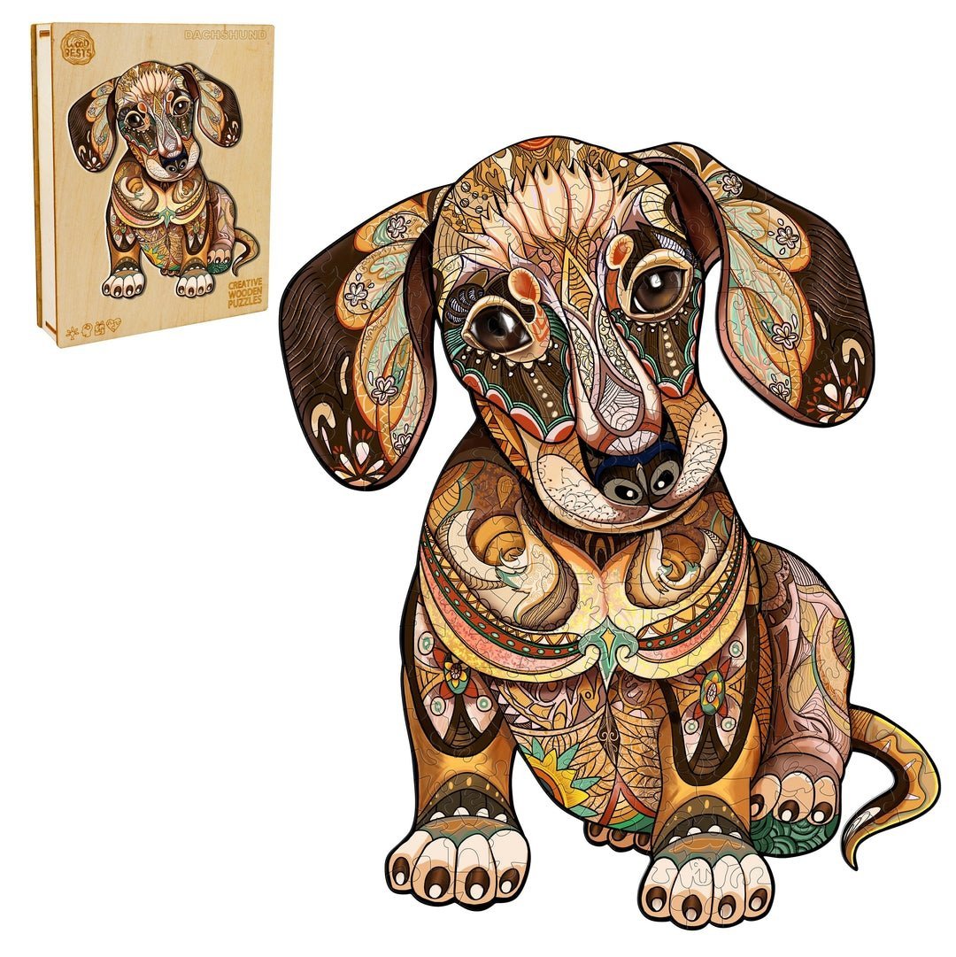 Puzzle Drewniane Słodki Jamnik S