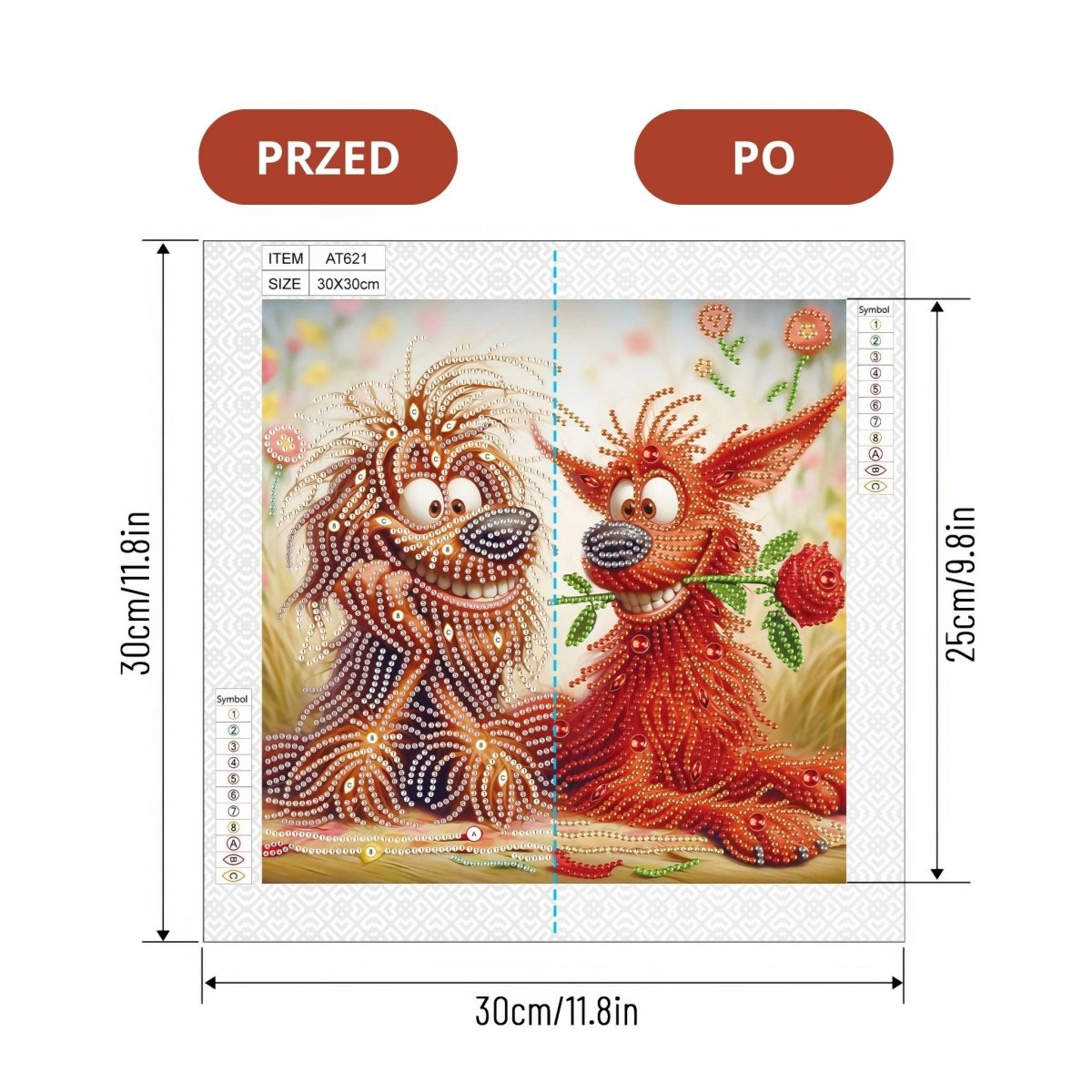 Haft Diamentowy Rude Psiaki 30x30 cm