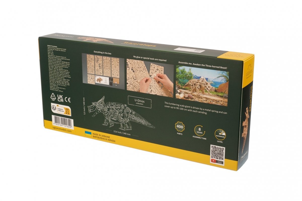 Puzzle 3D Drewniane Dinozaur Triceratops uGEARS