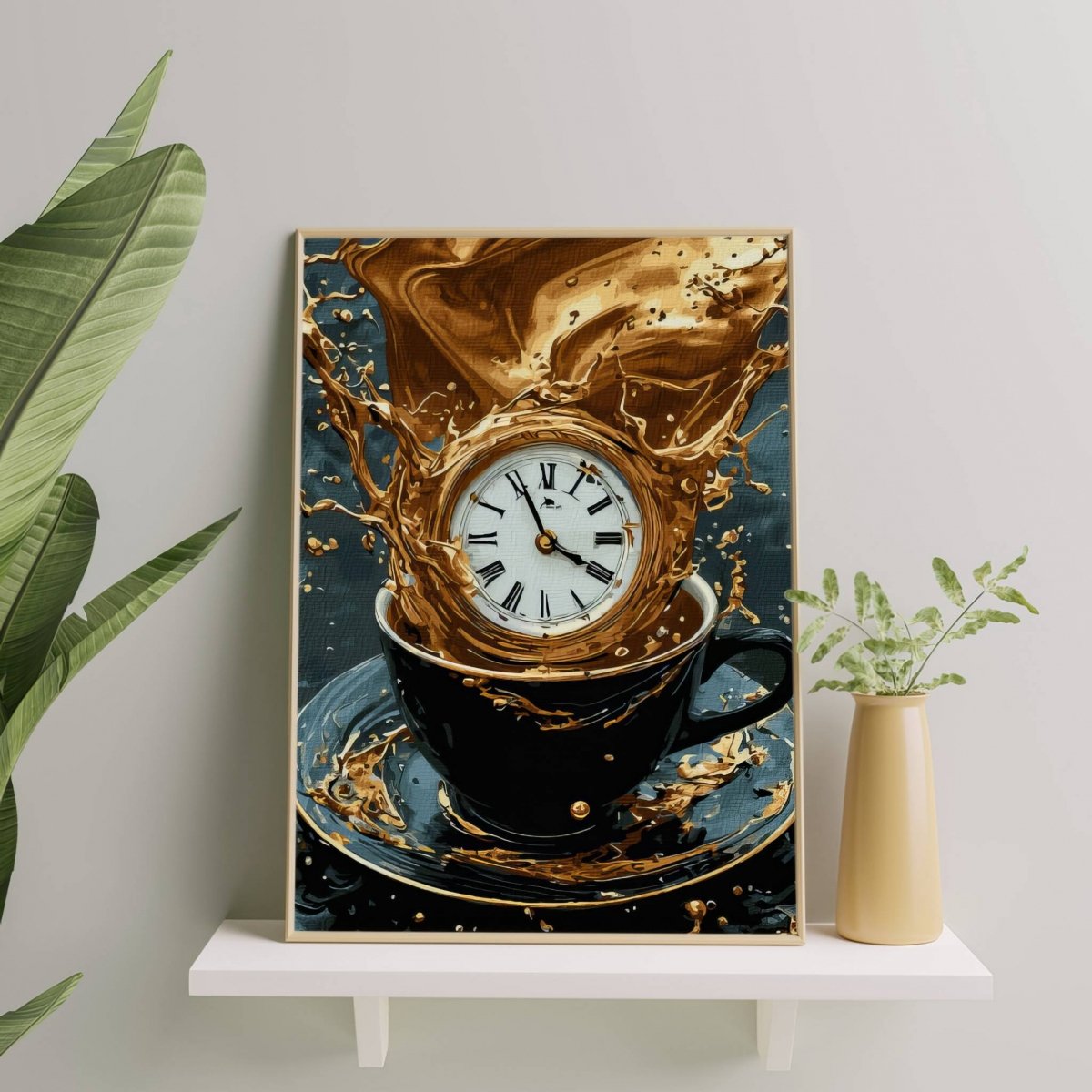 Malowanie Po Numerach Zestaw Czas na Kawę 40x50 Złota Farba