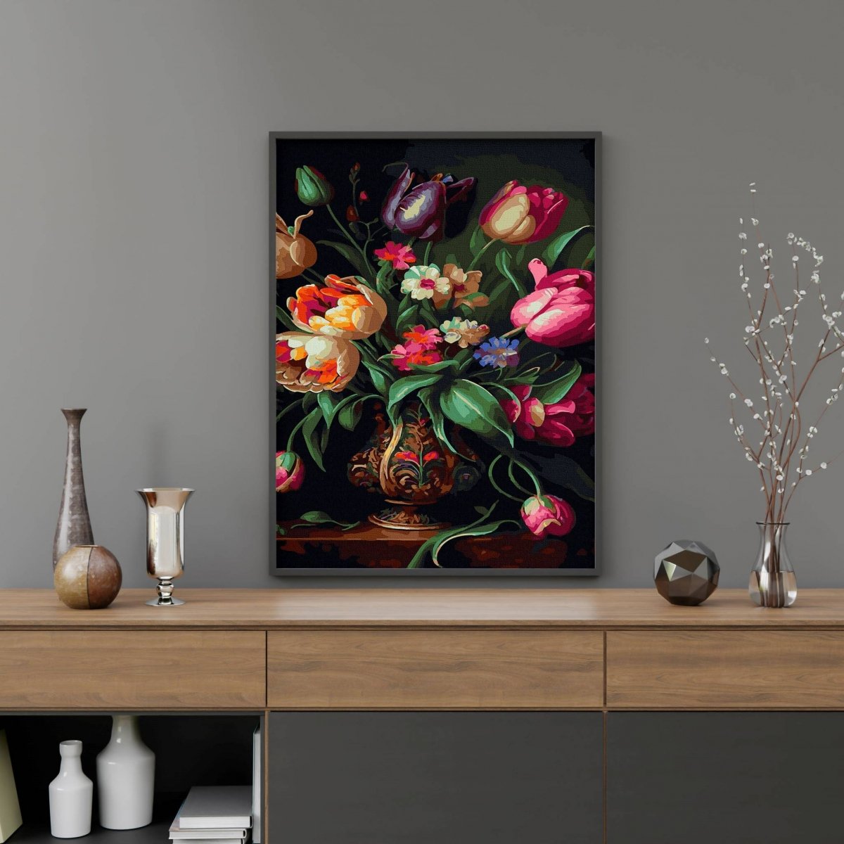 Malowanie Po Numerach Zestaw Bukiet Świeżych Tulipanów  40x50