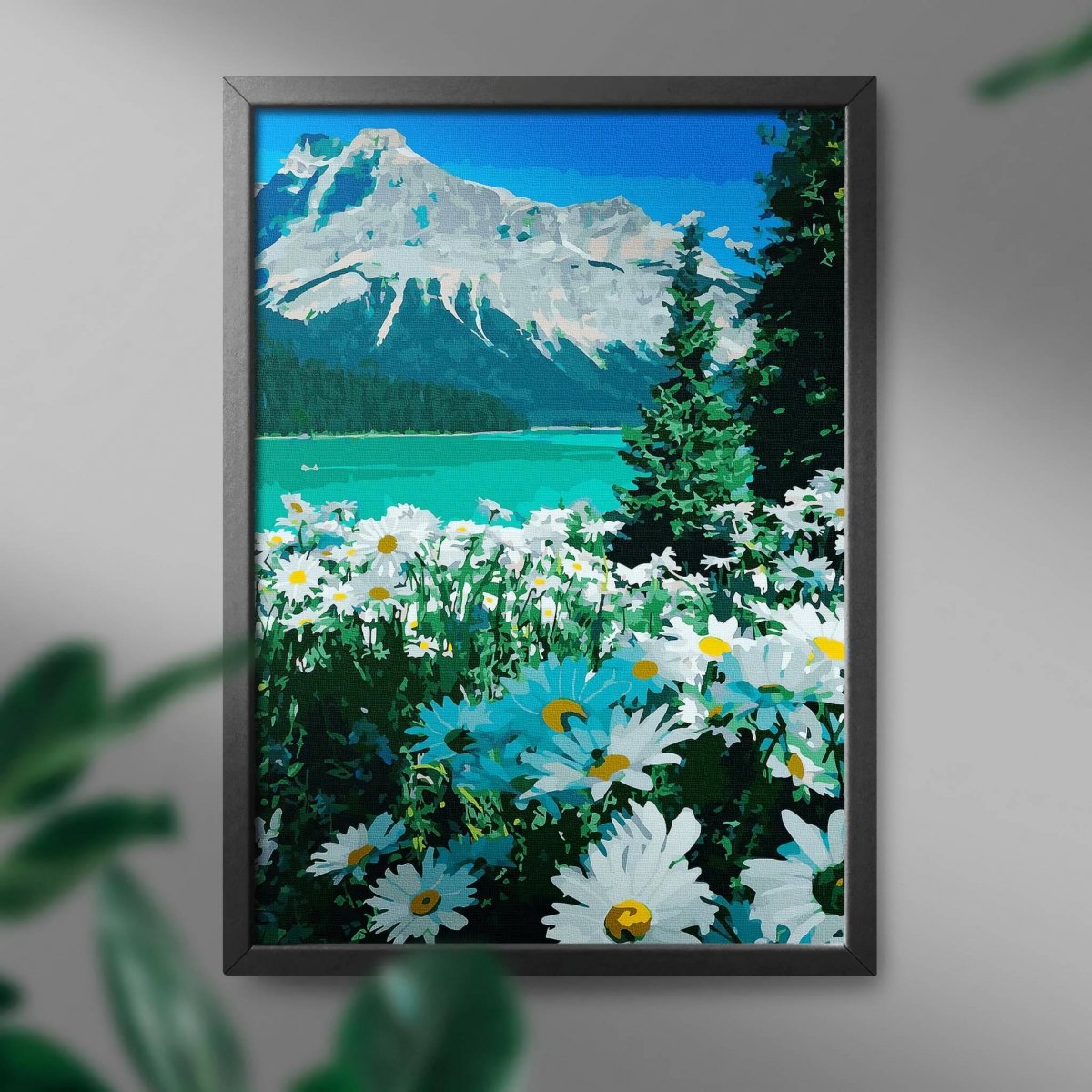 Malowanie Po Numerach Zestaw Stokrotki i Góry 40x50