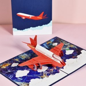 Kartka Pocztowa Okolicznościowa 3D Pop-up Podróże Samolot