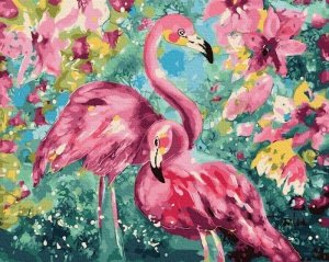 Malowanie Po Numerach Zestaw Flamingi w Kolorach 40x50