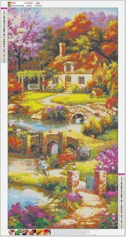 Haft Diamentowy Sielski Domek 45x85 cm