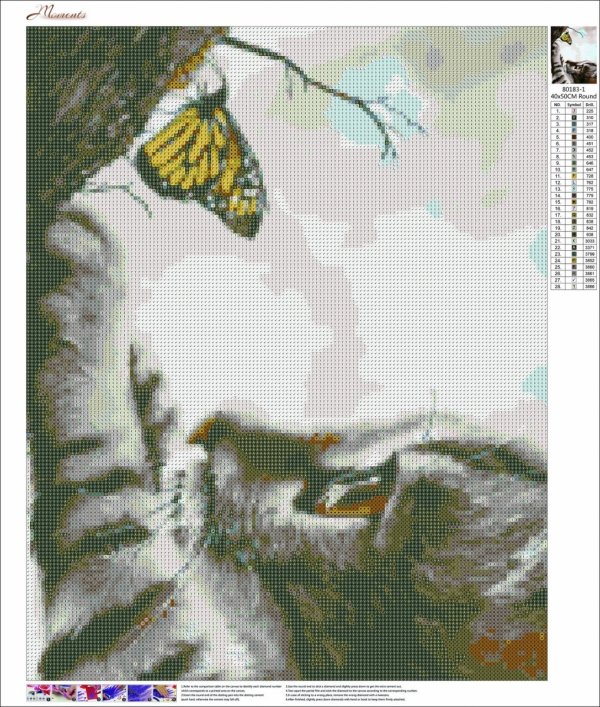 Haft Diamentowy Kotek z Motylkiem 45x55 cm