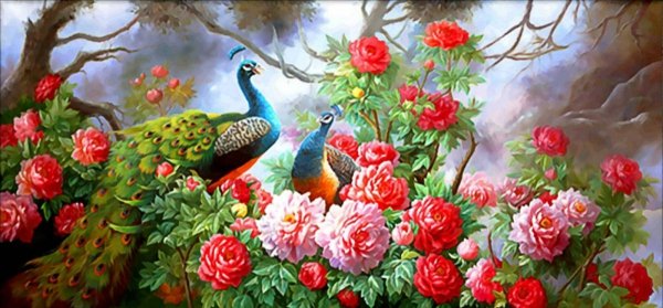 Haft Diamentowy Baśniowe Pawie 2 100x50