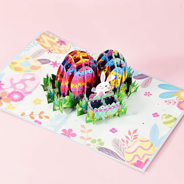 Kartka Pocztowa Okolicznościowa 3D Pop-up Wielkanoc - Kolorowe Pisanki