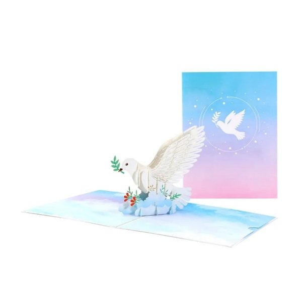 Kartka Pocztowa Okolicznościowa 3D Pop-up Ptaki - Gołąbek Pokoju