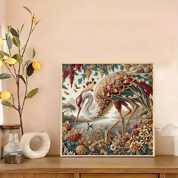 Haft Diamentowy Złoty Żuraw 30x30 cm
