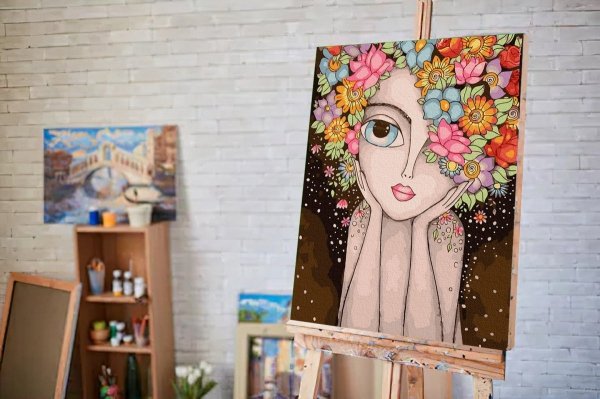 Malowanie Po Numerach Zestaw Dziewczyna-Kwiat 40x50