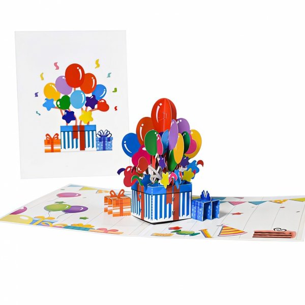 Kartka Pocztowa Okolicznościowa 3D Pop-up Urodziny - Kolorowe Prezenty