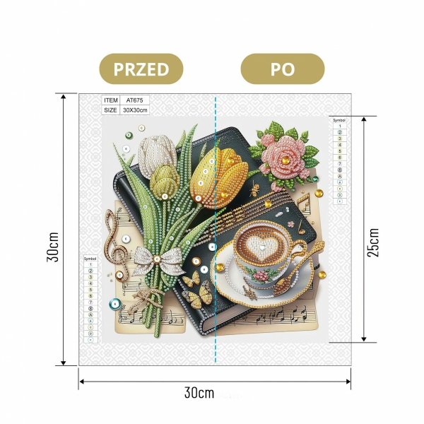 Haft Diamentowy Wiosenna Kawa 30x30 cm