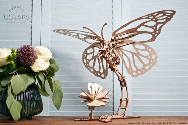 Puzzle 3D Drewniane Mechaniczny Motyl uGEARS