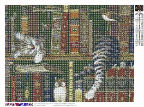 Haft Diamentowy Kot Bibliotekarz