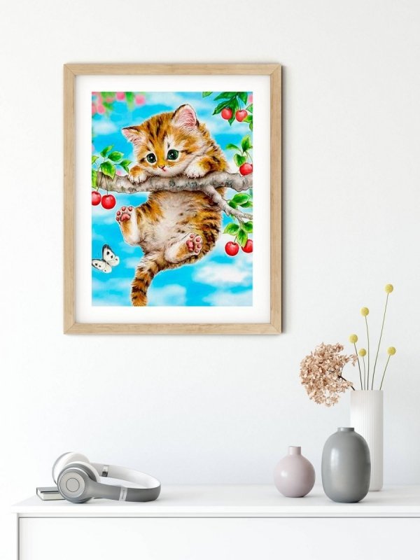 Haft Diamentowy Wiszący Kotek 35x45 cm