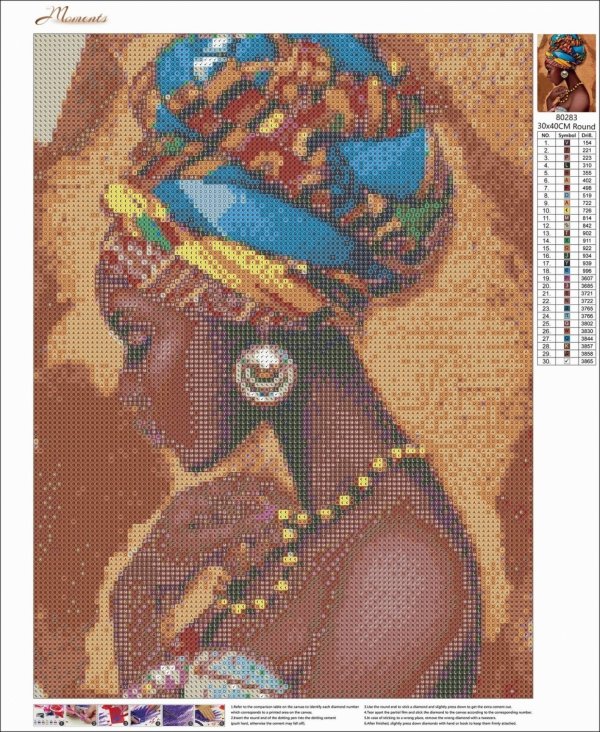 Haft Diamentowy Afrykańska Kobieta 35x45 cm