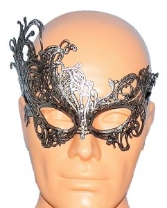 Koronkowa srebrna opaska - maska na oczy