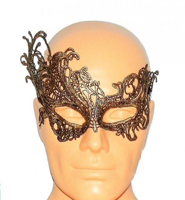 Koronkowa złota opaska - maska na oczy