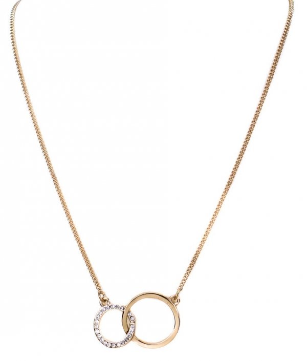 Zestaw łańcuszek - naszyjnik oraz kolczyki Rose Gold &amp; Crystal Interlock Circle