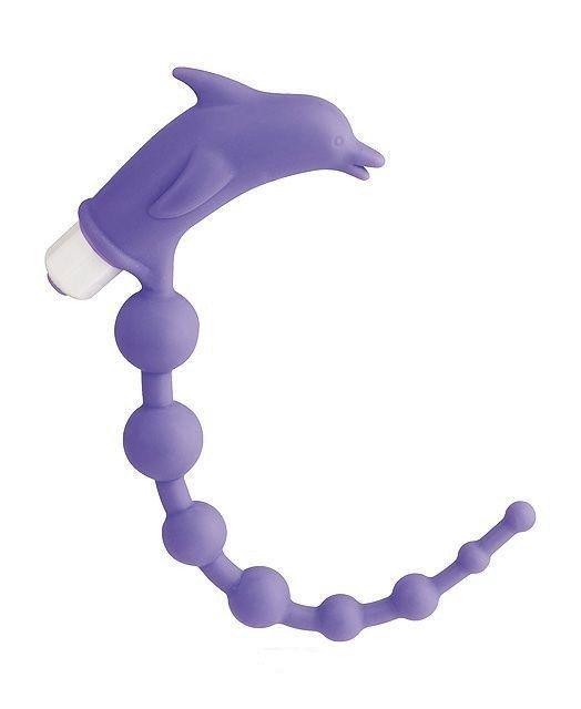 Bacik analny z wibrującym delfinem Cheerful Bead Purple