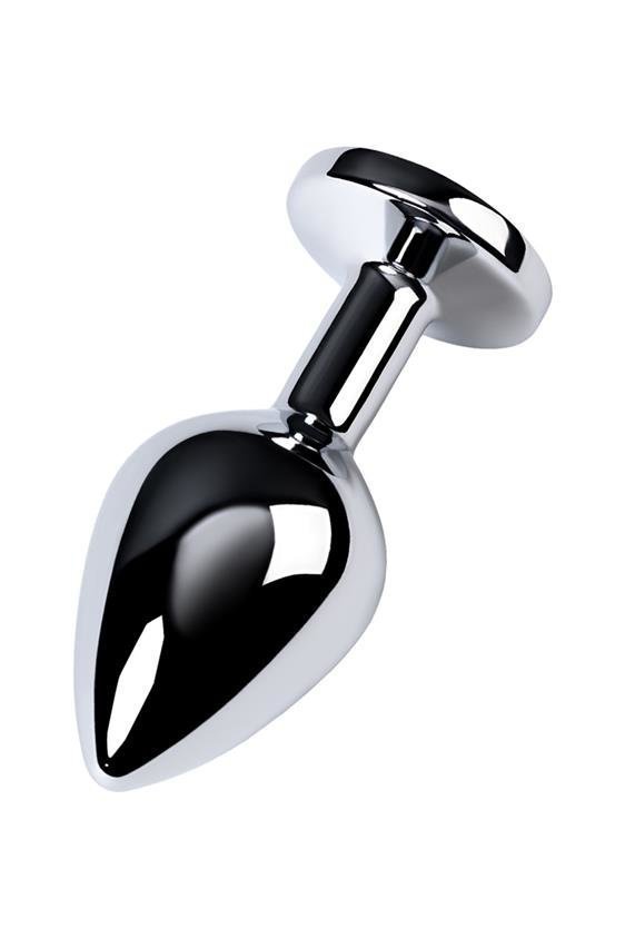 Metal Silver klasyczna mała wtyczka analna z czarnym kryształkiem