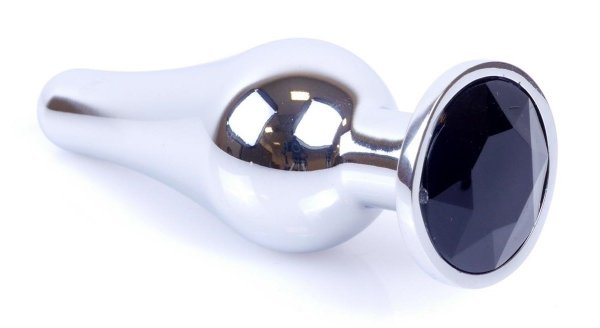 Metal Silver klasyczna wtyczka analna z czarnym kryształkiem