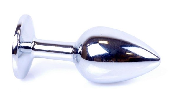 Metal Silver klasyczna mała wtyczka analna z kryształkiem
