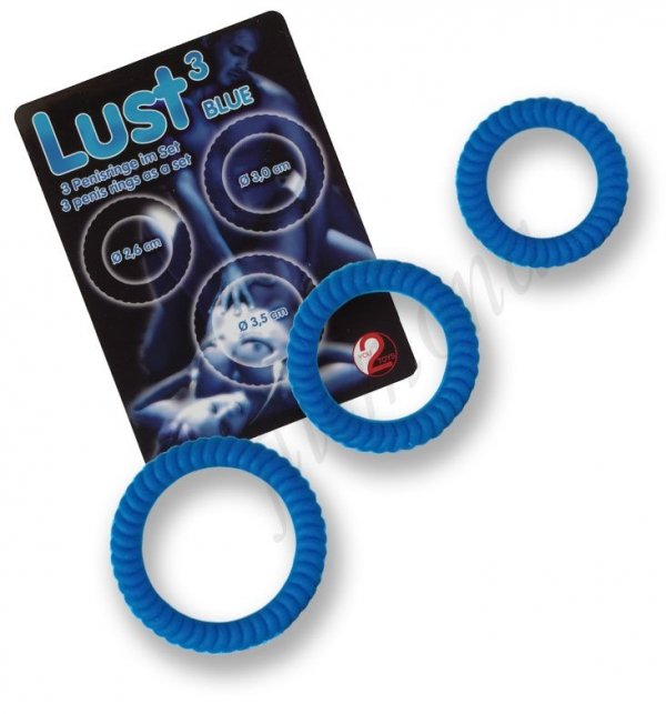 Lust 3 Blue silikonowe ringi erekcyjne