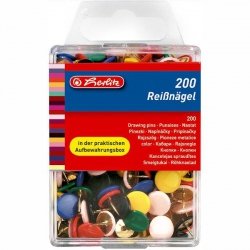 Pinezka met. kolor pud.plast. 200szt., 8770109, Herlitz