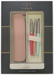 Komplet Jotter mix 3szt w pudełku prezentowym z etui różowym , Parker