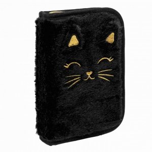 Piórnik pojedynczy jednoklapkowy z wyposażeniem Astrabag Fluffy Kitty Black AC11