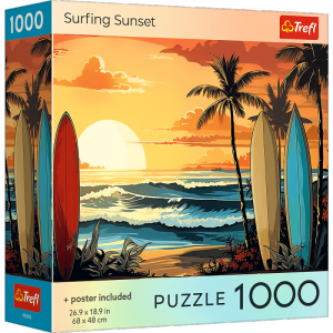 Puzzle 1000 USA Collection: Surfing Sunset