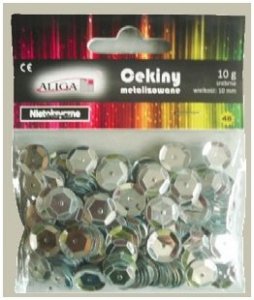 Cekiny metalizowane, srebrne 10 g. Aliga