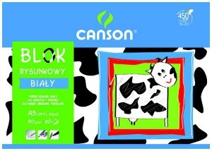 Blok rysunkowy biały A3 20 k. 90g Krówka, Canson