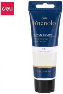 Farba akrylowa 75ml Finenolo biała, Deli