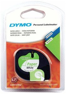 Taśma DYMO 12mmx4m biała papierowa Letra Tag